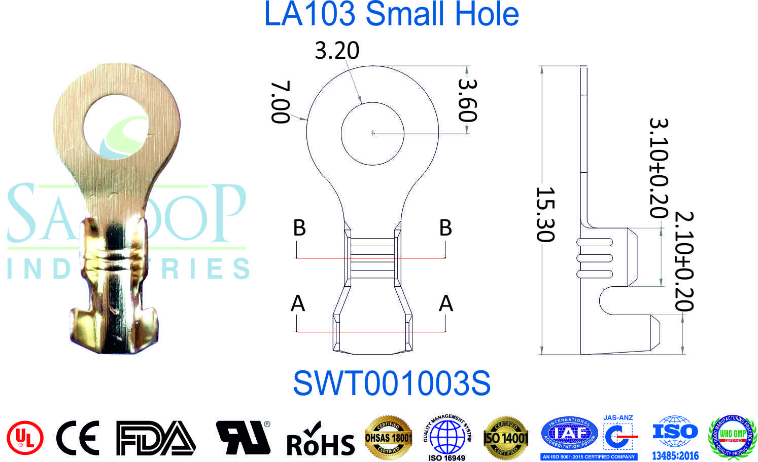 Ring Series Terminal - LA103 Small Hole (SWT001003S)